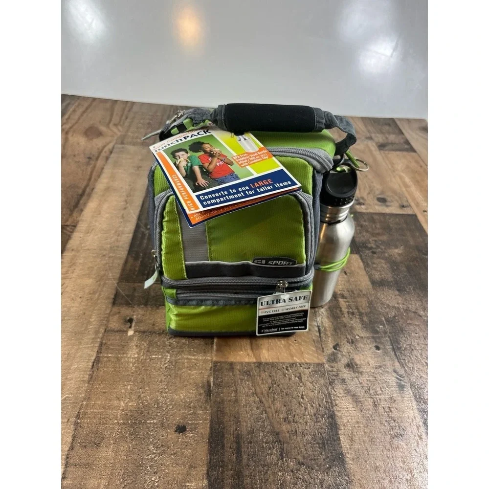 Ci SPORT Dual Compartment Thermal Insulated‎ Lunch Pack, Stainless Steel Bott